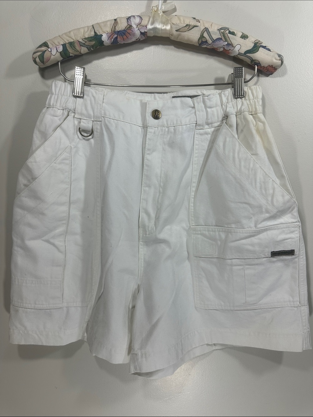 Royal Robbins Vintage White high wasted Cargo hiking Shorts Pockets XL Cotton